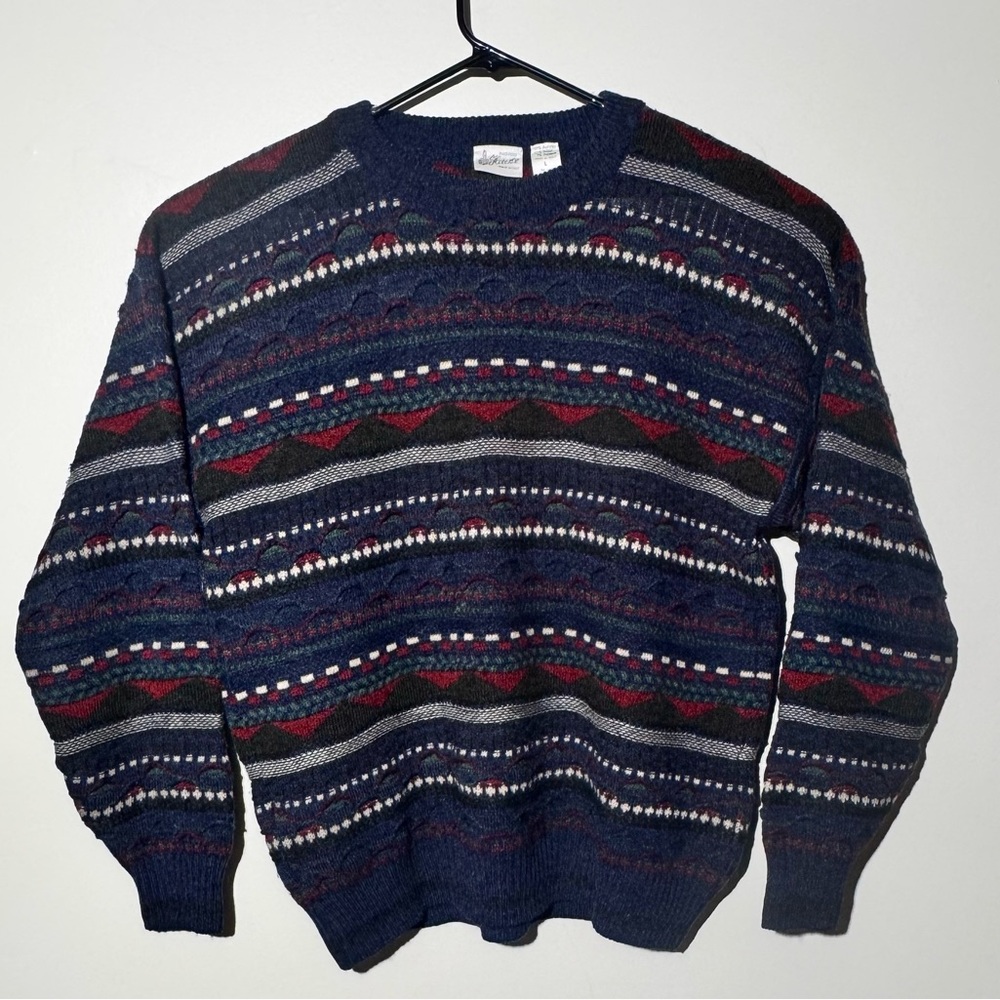 Florence Mens Sweater Made in Italy Size Large Texture Alpaca Wool New England